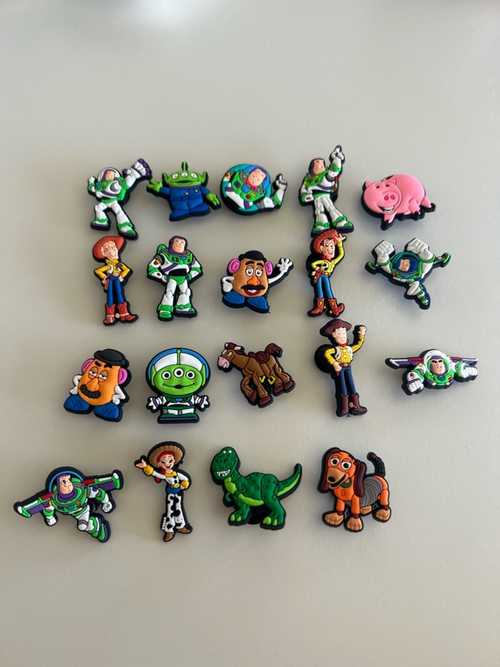 CROCS Toy Story Character Jibbitz - Green, Pink, Brown, Blue, Yellow. 19pcs